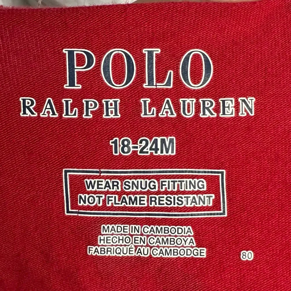 Polo Ralph Lauren Baby Polo‎ Bear Stretch Jersey Pajamas One Piece Size 18-24M